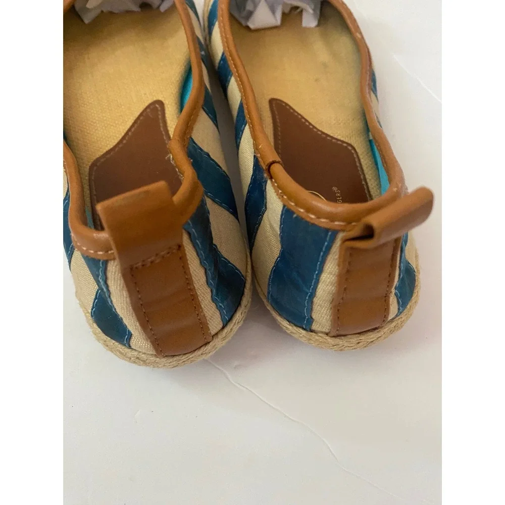 Lot of 2‎ Kim Rogers Striped Espadrille Flats Red Blue Nautical Flower Accents8